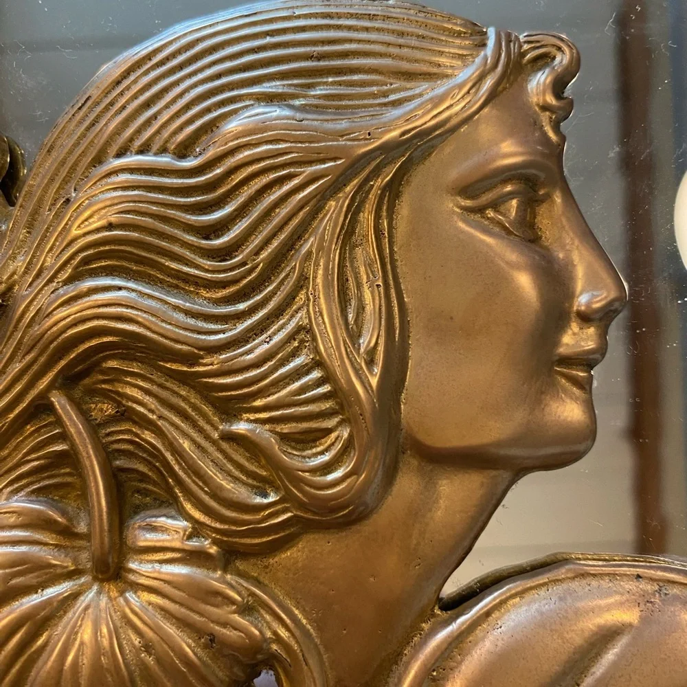 Antique / Vintage French Art Nouveau/Art Deco Lady Maiden Mirror 20s -30s